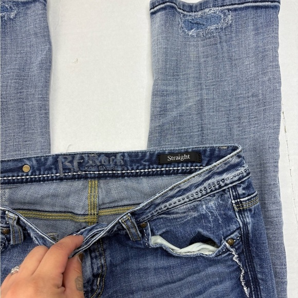 Rerock for Express Distressed Patchwork Straight Leg Jeans - Picture 4 of 5